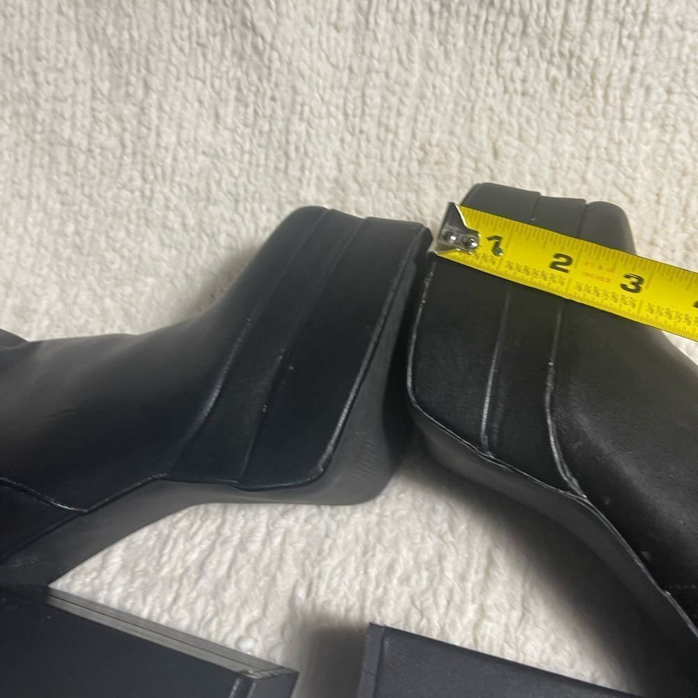 Olivia Ferguson synthetic black platform block heel ankle boots side zipper SZ9 - Picture 10 of 14